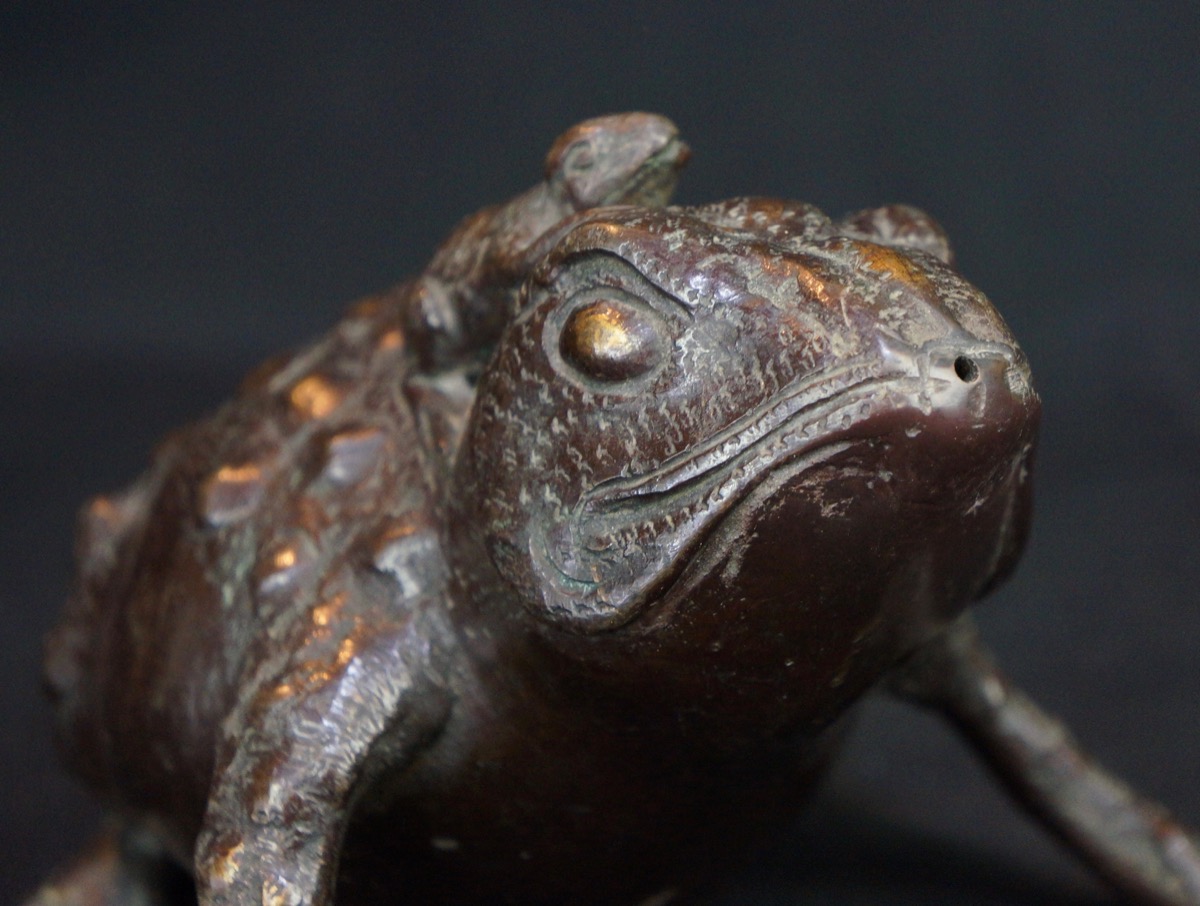 Antique bronze Suiteki frog Japanese sculpture 1900 Japan craft eBay