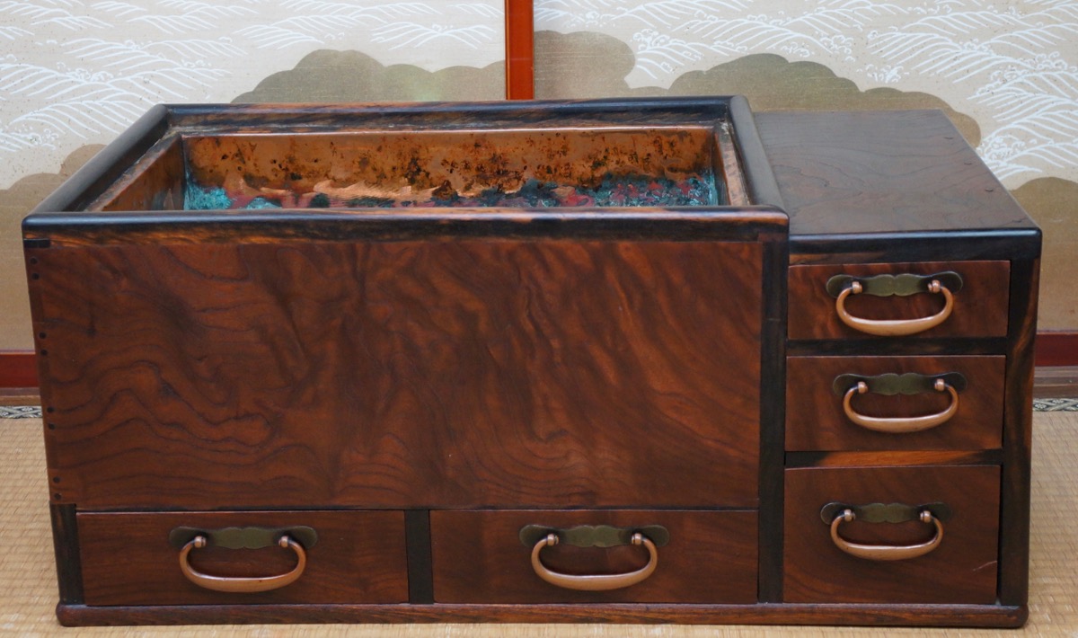 Antique Nagahibachi Tansu Japanese fire holder 1900 Japan