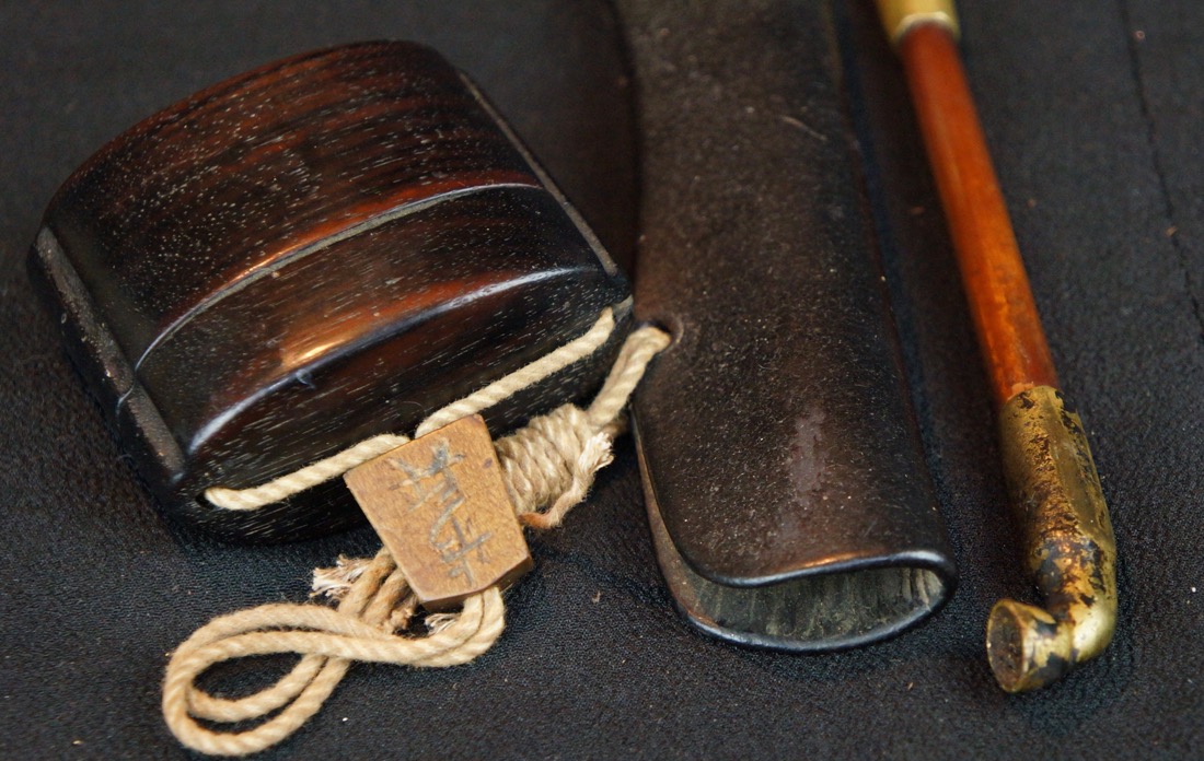 Antique Japanese rustic Kiseru pipe set tobacco 1900 hand made Japan