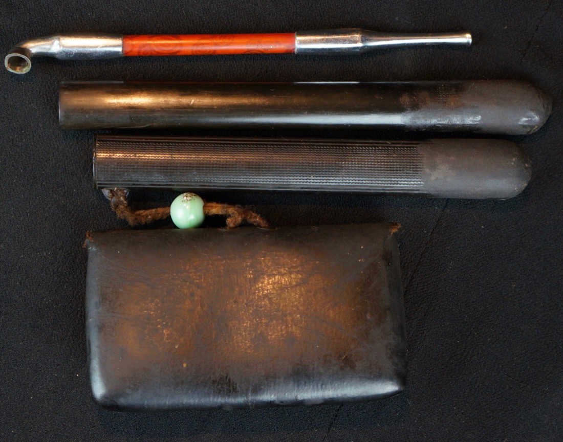 Antique Japanese Kiseru pipe set tobacco 1800s hand made Japan wear eBay
